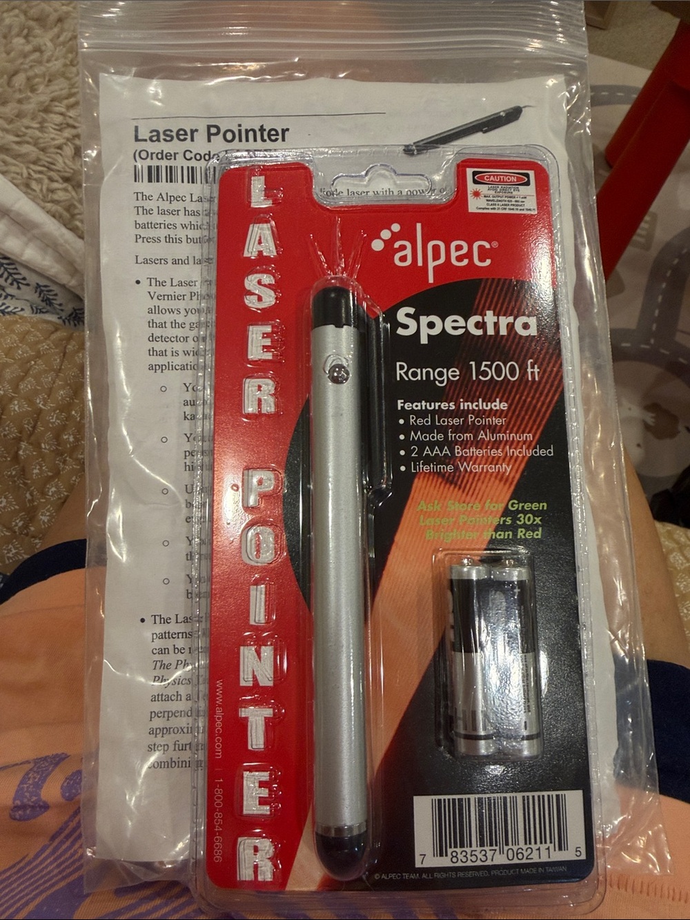 alpec NWT Spectra Laser Pointer - Silver and Black- 1500 ft powerful